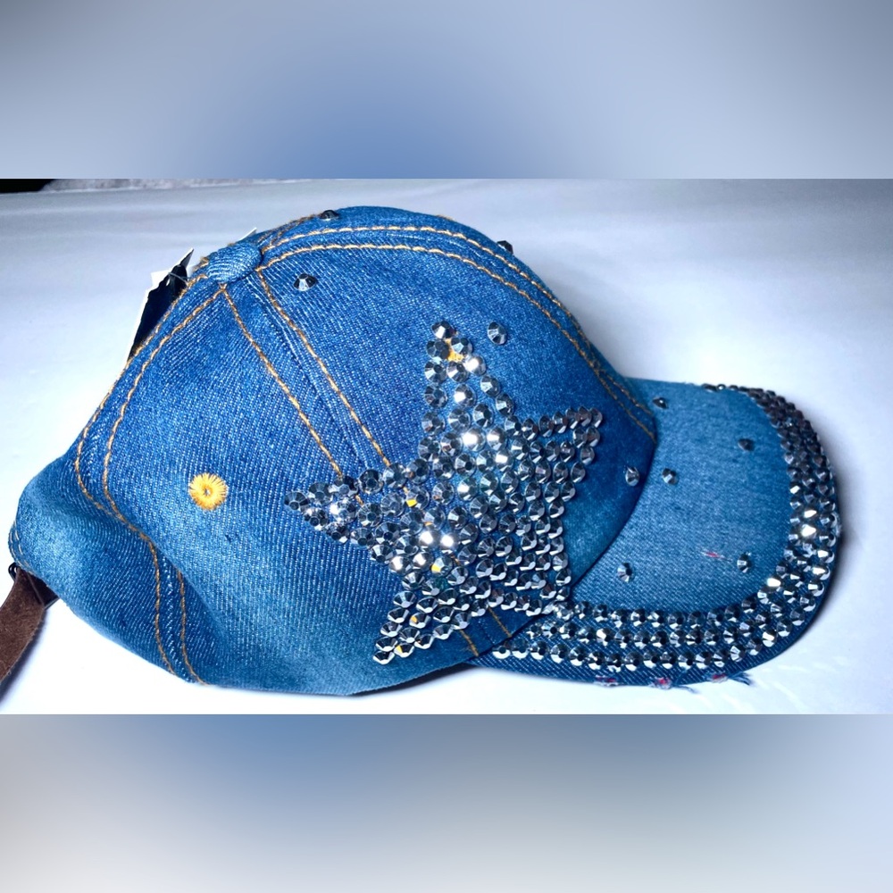 Olivia & Kate Sparkle Star Denim Baseball Cap